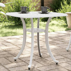 Square Garden Table, Small Outdoor Patio Table in White Cast Aluminum, Rust-Resistant Metal Bistro Table for Balcony, Porch, Deck, and Indoor Dining