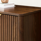 67" Fluted Buffet Sideboard Cabinet with Storages, Modern Accent Cabinet with 6 Doors,Large Storage Cabinet for Kitchen, Living Room,Entryway(Walnut)