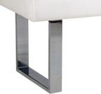 Armen Living Amanda Bench in White and Chrome Finish 48"x18"x19"