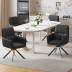 Furniliving Modern Swivel Dining Chairs Set of 2, Upholstered Dining Room Chairs with Thicken Cushion, 360°Swivel Dining Chairs with Metal Legs for Dining Room, Kitchen, Bedroom, PU, Black