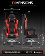 Dowinx Ergonomic Gaming Chair with Footrest & Massage Lumbar, 2D-Linkage Armrests for Computer Chair 330lbs with Headrest Pillow for Office, Home, Streaming and Long Gaming Sessions, Red