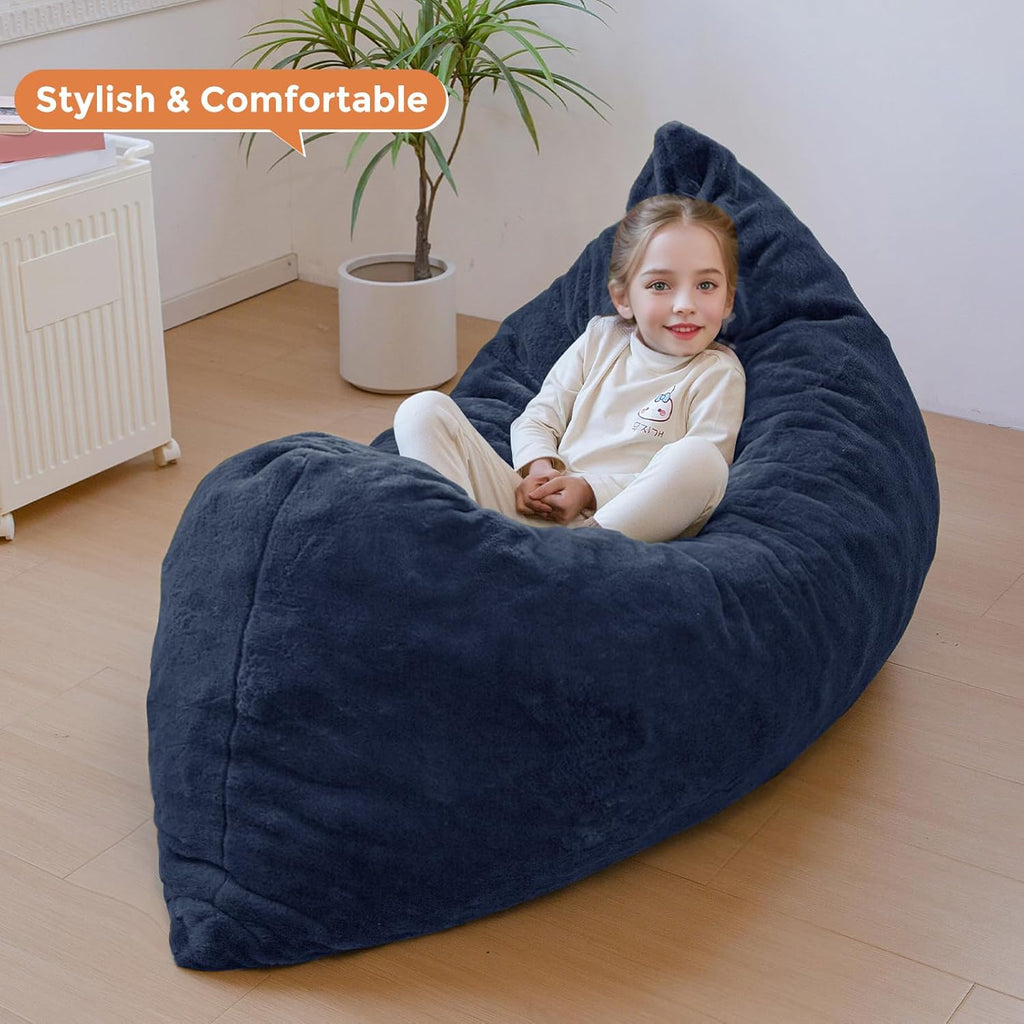 MAXYOYO 3 in 1 Kids Bean Bag Chair, Child Floor Sofa for Gaming, Reading, Faux Fur Floor Couch with High-Density Foam Filling for Living Room Bedroom