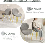 Set of 2 Soft Teddy Velvet Dining Chairs with Shell-Shaped Back, Stable Metal Legs, Easy Assembly | Perfect for Kitchen, Living Room, Restaurant, Cafe (Grey)
