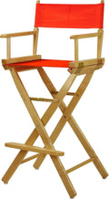 Casual Home 30" Director's Chair Natural Frame-with Orange Canvas, Bar Height
