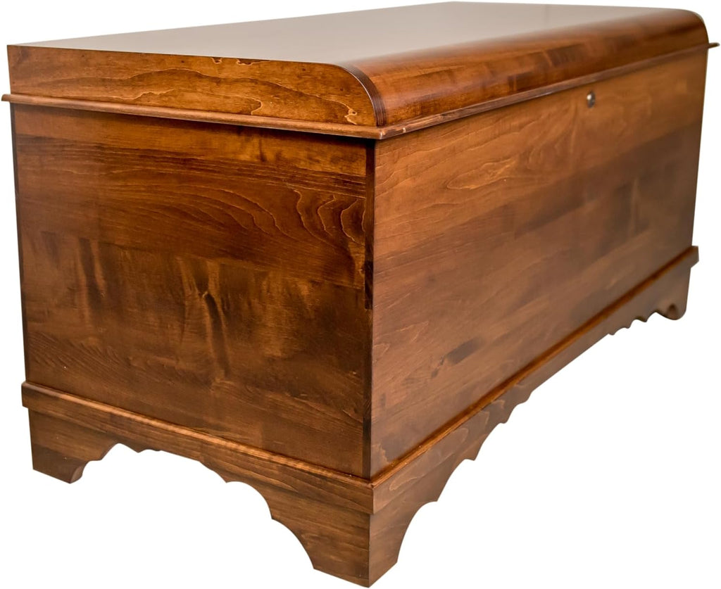 Rustic Red Door Co. Cedar Hope Chest with Waterfall Top, Amish Made Wooden Storage Trunk Box for Bedroom, Blanket, Clothes, Anti-Slam Hinges and Lock, 36", Brown Maple Wood, Asbury Stain