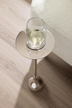 Kate and Laurel Hersi Decorative Modern Pedestal Drink Table, 7 x 7 x 20, Silver, Cast Aluminum Mini Table with Teardrop Base for Use as Small Plant Stand or Living Room Martini Table