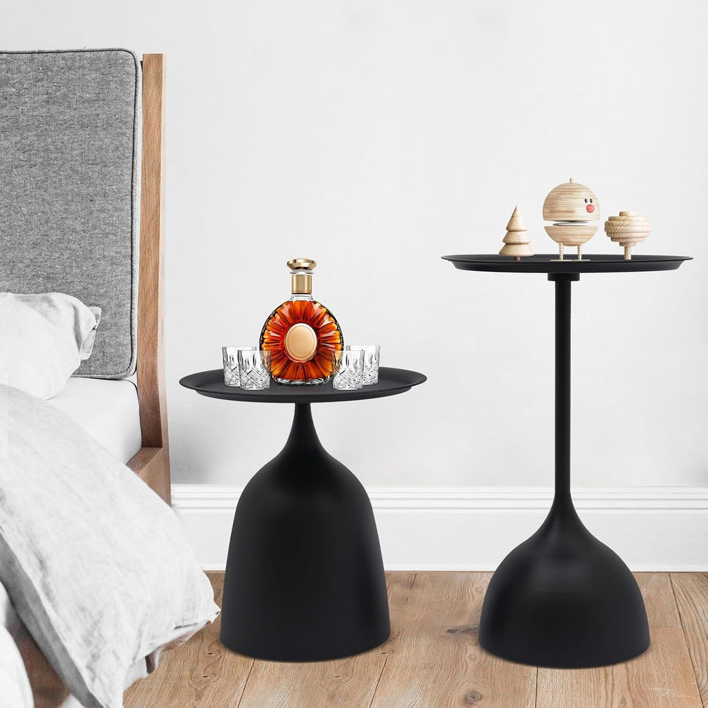 Round Side Table Set, Modern End Tables Metal Nesting Tables with Sanding Processes, Livingroom Sofa Side and Console Table Pedestal Table Nesting Coffee Tables for Living Room, Bedroom, Balcony Etc