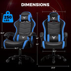 GTPLAYER Gaming Chair, Video Game Chairs Racing Style PC Game Chairs 350lbs for Adults - Padded High Back Ergonomic Reclining Silla Gamer, Linkage Armrest, Blue