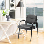 Office Guest Chairs, Leather Stationary Waiting Room Chair No Wheels, Reception Chairs with Padded Arms for Conference Room Lobby Table Computer Desk Elderly Desk Side Salon