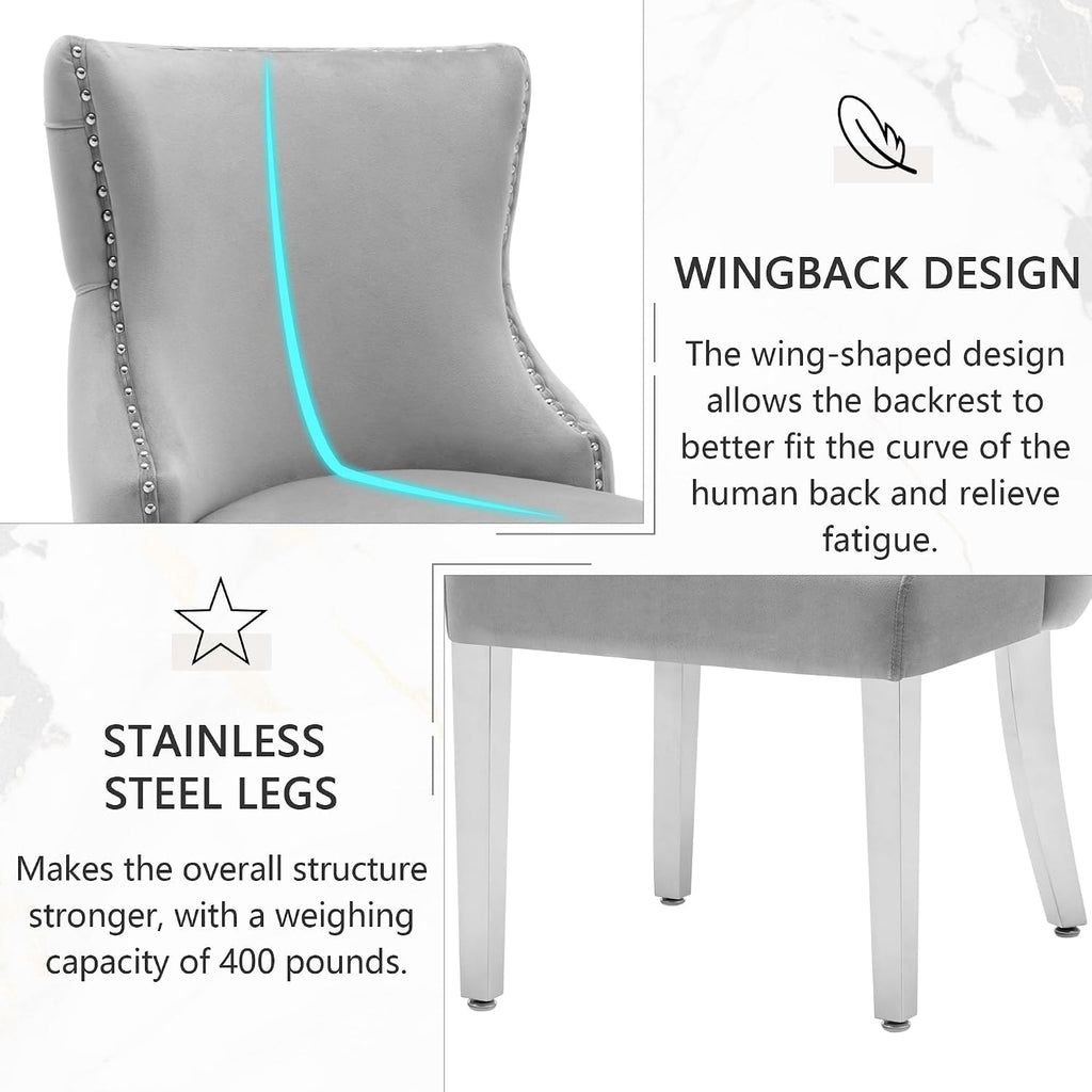 Velvet Dining Chairs Set of 4, Upholstered Tufted Backrest Sillas de Comedor, Luxurious Dining Chairs with Stainless Steel Legs, Modern Seating for Kitchen, Bedroom & Living Room