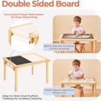Bateso Sand and Water Table for Toddlers with 2 Storage Bins, Wooden Activity Table with Double-Sided Boards, Sensory Table, Indoor & Outdoor Use