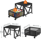 HOOBRO Mini Fridge Stand with Movable Storage Basket, Mini Fridge Cabinet with Wheels, Sturdy Metal Frame, for Home, Office, Dorm, Black BB255TL01