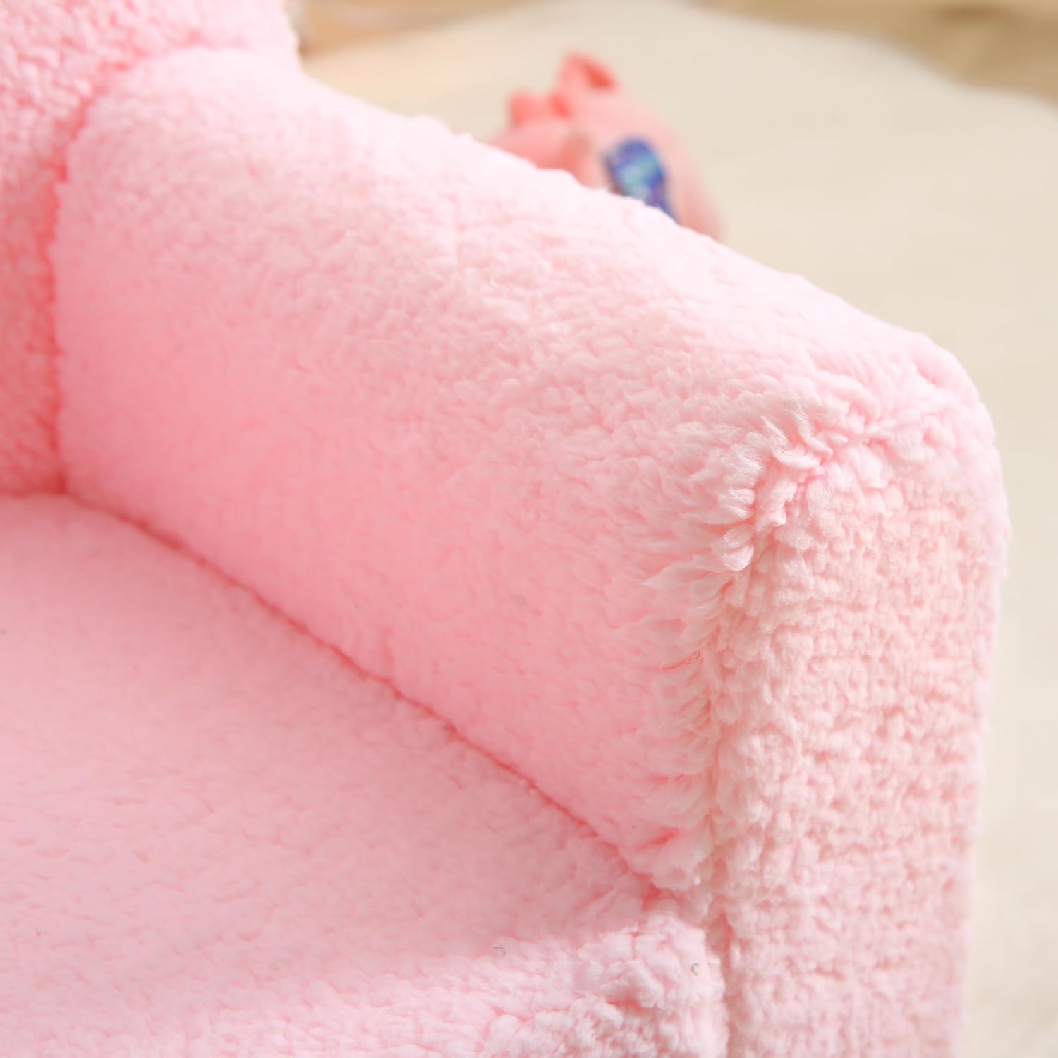Kids Chair Comfy Toddler, Soft Baby Chair for Boys & Girls, Portable Toddler Reading Armchair with Removable Washable Sherpa Cover, Pink