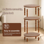 Side Table, 3-Tier Oval Accent Small End Table, Modern Oval Nightstand Accent Table for Small Space, Bedrooms, Living Room, Easy to Assemble, Rustic Brown