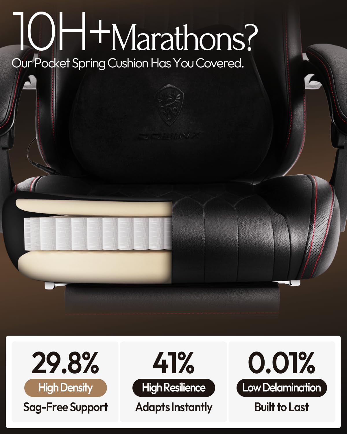 Dowinx Gaming Video Gaming Chair with Shiatsu Neck Massage and Lumbar Support for Home Office High Back Recliner Height Adjustable Ergonomic Comfy Leather Computer Desk Chair (Black)