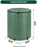 Collapsible 50 Gal Rain Barrel with Overflow Kit – Leakproof Water Storage Tank with Dual Spigots & Fine Mesh Filter, Ideal for Garden Irrigation, Car Washing, and Yard Cleaning