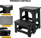 Folding 2-Step Stool for Adults, Non-Slip Collapsible Footstool for Office, Portable Bedside Step Stool, Hold up to 300 lbs, Lightweight & Foldable Step Ladder for Pool Office Home RV