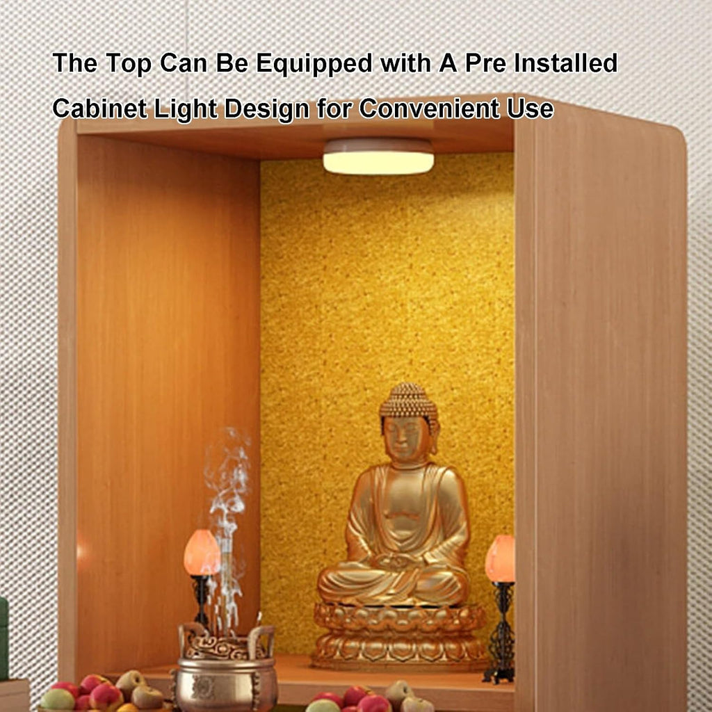 Meditation Table, Altar Table with Drawer,Used for Meditation and Prayers, Bamboo Furniture for Displaying Jars, Plants and Books(Yellow,30x30x40cm/12x12x16in)