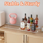 JUESHA 2 Tier Liquor Bottle Display Shelf, 15" Acrylic Bar Shelves Stand for Countertop, Step Alcohol Bottle Organizer for Wine Drinks Whiskey Bar Display (Patent: D1076520s)
