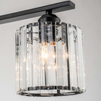 36" Black Chandeliers for Dining Room Light Fixtures over Table, 5-Light Black Linear Farmhouse Pendant Lights Kitchen Island Lighting, Adjustable Island Lights for Kitchen with K9 Cystal Shades E26