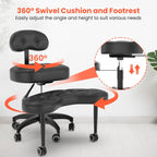 TASALON Cross Legged Office Chair, Criss Cross Chair with Wheels, 360° Swivel Adjustable Height ADHD Chair with Back Support, Ergonomic Kneeling Chair for Meditation, Yoga & Home Office Use, Black