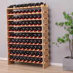 90 Bottle Stackable Storage Modular Wine Rack Cabinet Bamboo freestanding Floor Wine Holder Display Shelves