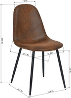 Homy Casa 6-Piece Suede Upholstered Dining Chairs Set of 6 – Armless Side Chairs with Padded Seat & Back, Metal Legs, Brown Accent Dining Room/Kitchen Seating