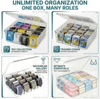 Tea Bags Organizer: Extra Large Tea Bag Holder with Lid - Drink Packets Organizer for Cabinet, Counter, Countertop, TeaBag Holder for 16 Different Types (Large)