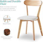 Wood Louis Dining Chairs Set of 4 100% Natural Solid Wood Home Kitchen Upholstered Chairs with Curved Backrest and Soft Padded Seat