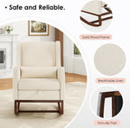 Nursery Rocking Chair with Footrest, Glider Rocking Nursing Chair Indoor, Upholstered Accent Nursery Glider Chair Rubber Wood Legs for Baby Nurser, Bedroom, Living Room, Cream