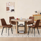 47" Round Dining Table for 4, with Shelf Storage Modern Pedestal Circle Kitchen Table for Dining Living Room Home, Natural