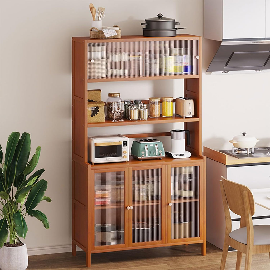 Narrow Kitchen Pantry Storage Cabinet, Sliding Racks with Door, Kitchen Pantry Cabinet with Doors and Drawers, Cupboard for Dining Room Living Room Furniture