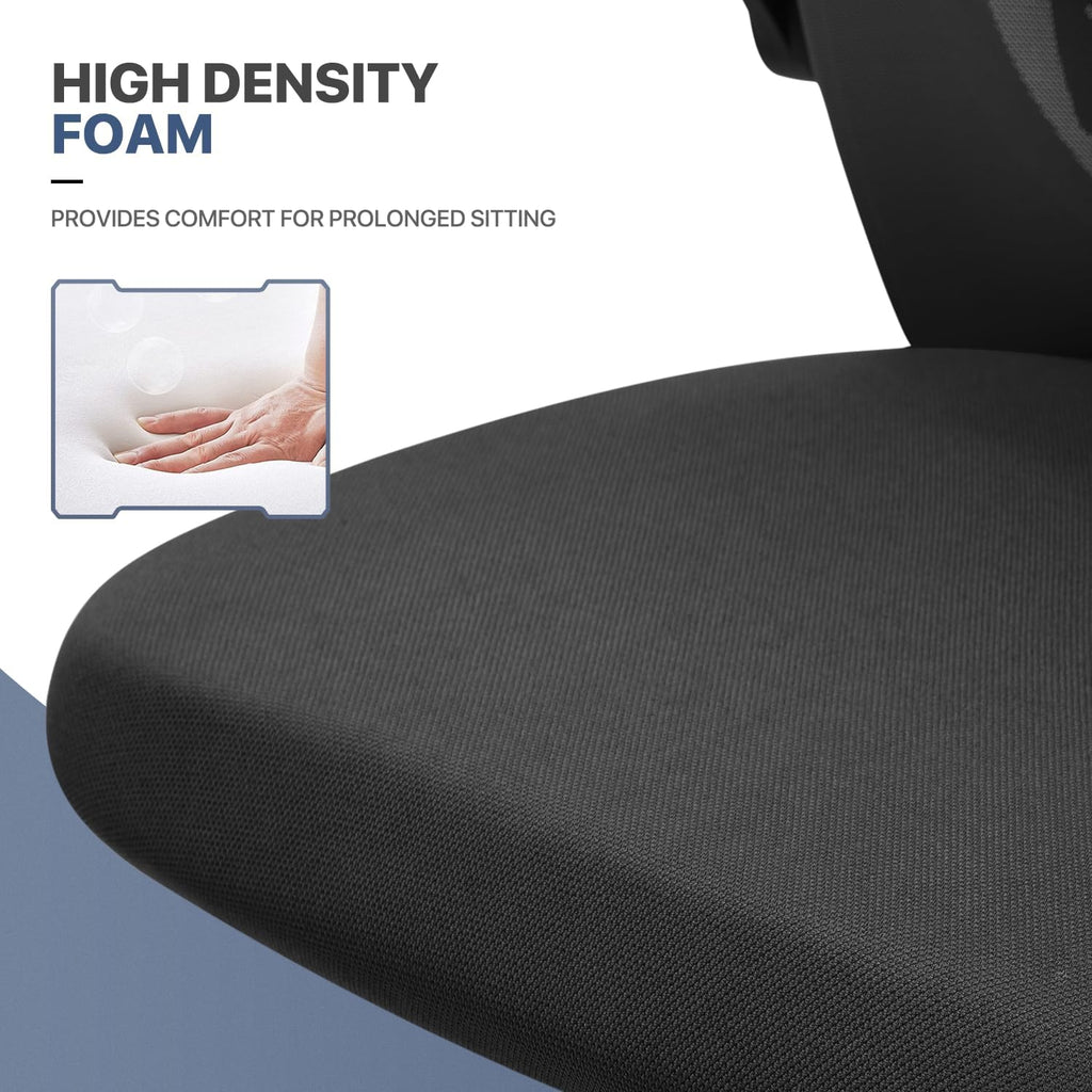 MoNiBloom Office Guest Chair Without Wheels, Executive Reception Chair with Lumbar Support and Sled Base, Mid-Back Mesh Task Chair with Flip-Up Arms for Reception Conference Wait Room, 250 LBS, Black