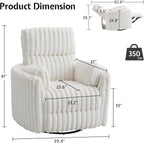 Jocisland Power Rocking Nursery Chair/Swivel Recliner/USB, Cream Corduroy | Oversized Glider Chairs,Corduroy,2 Pillows,USB & Type-C,Reclining Armchair Sofa,Living Room,Bedroom,Nursing