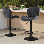Sweetcrispy Bar Stools Set of 4, Modern Swivel Bar Chairs, Adjustable Fabric Upholstered Barstools Counter Height with Backrest for Kitchen Island, Dining Room, Black