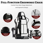 Gaming Chair, Computer Chair with Footrest and Lumbar Support,High Back Ergonomic Office Chair, Height Adjustable Game Chair with 360°-Swivel Seat and Headrest, for Office or Gaming (White)