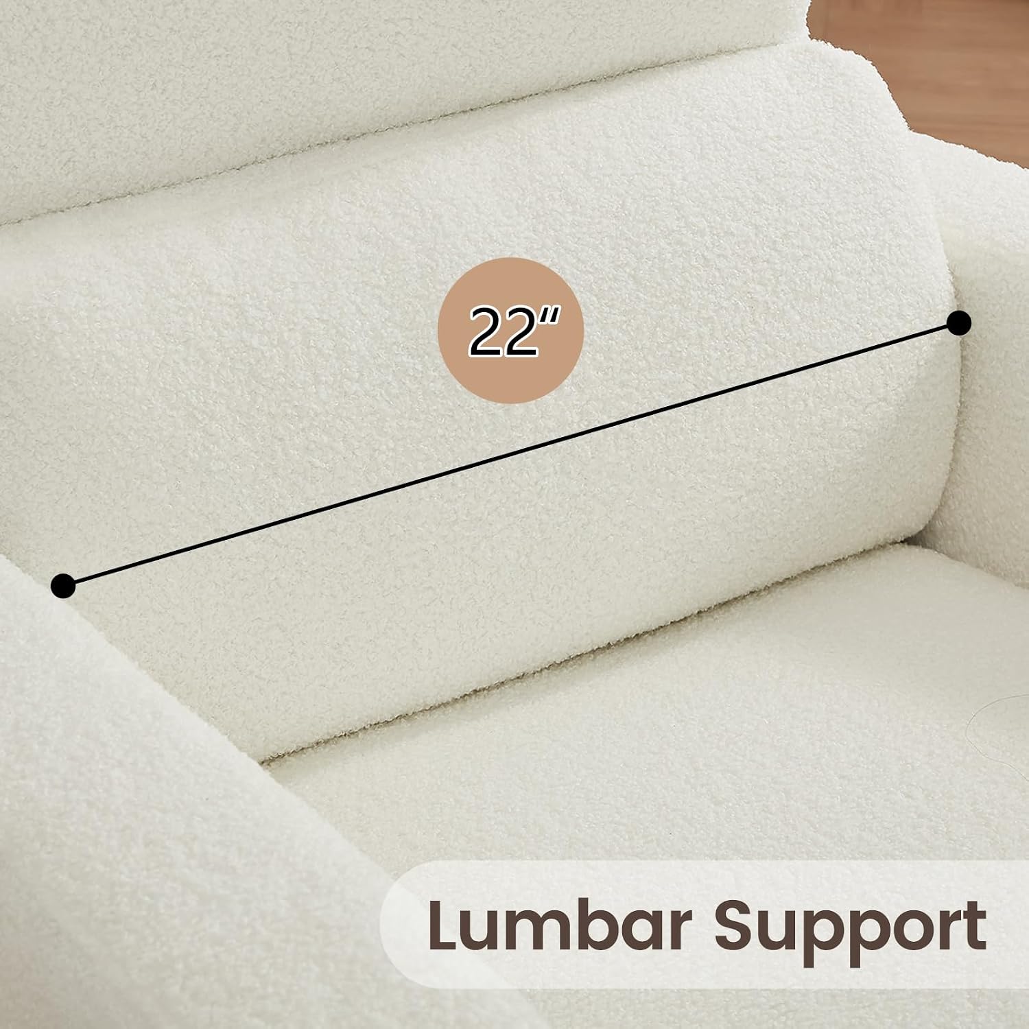 Manual Swivel Rocker Recliner, Swivel Glider Nurseryc Recliner Chair with Lumbar Support, Upholstered Rocking Recling Chairs for Adults Nursery, Living Room, Bedroom, Teddy White