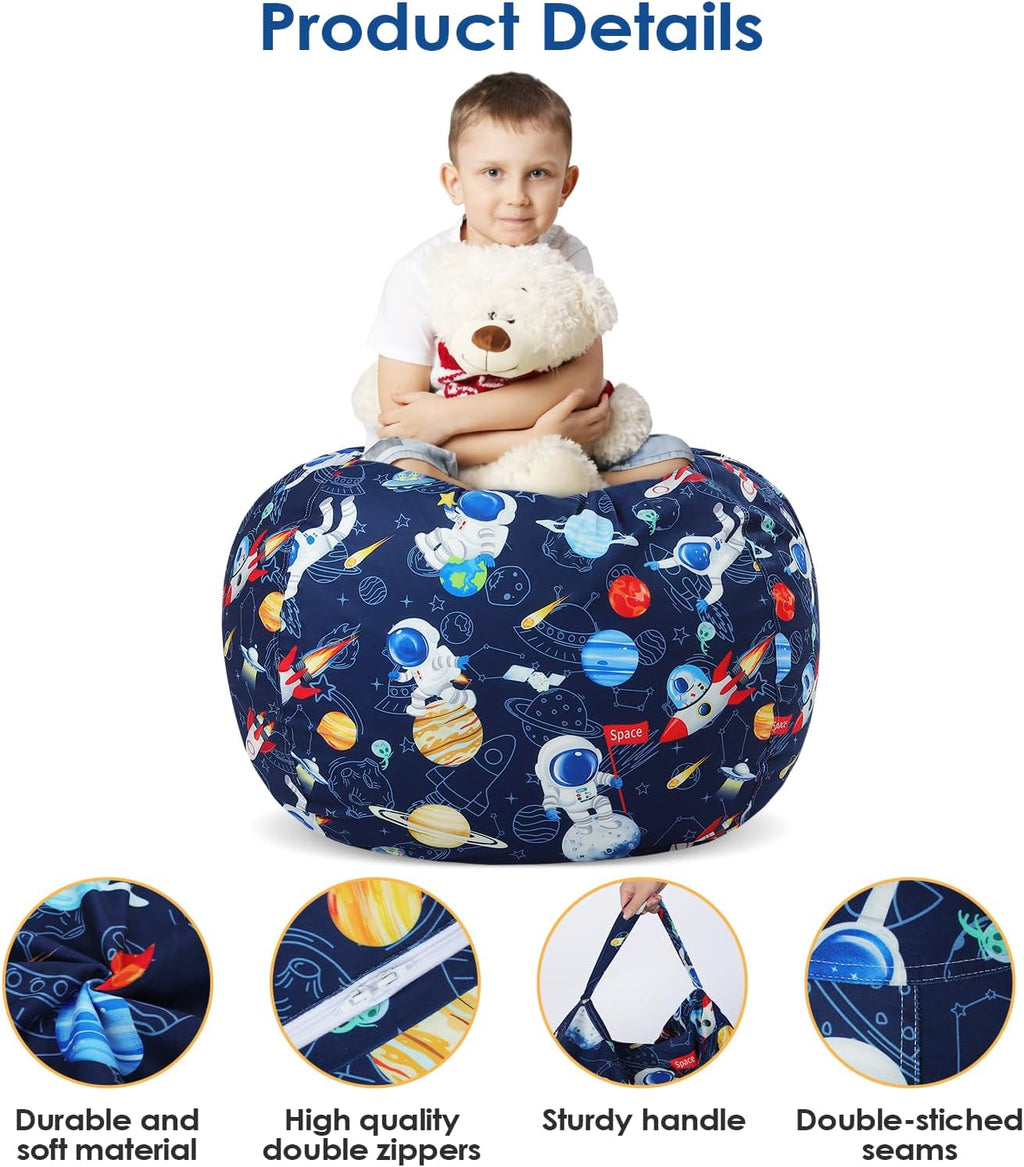 Decalsweet Bean Bag Chair for Kids Stuffed Animal Storage Beanbag Chairs,Toddler Toy Storage Organizer for Girls and Boys,Large 32'' Cover Only（No Filling)