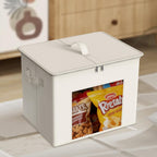 Zilink Fabric Storage Bins with Lid 4-Pack Stackable Cloth Storage Bins Sweater Organizer with Zipper & Clear Window Closet Organizers and Storage Box for Home, Office, Bedroom (Beige,17" x 12" x 12")