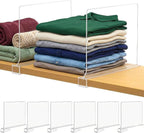 [Extra Tall Version] Clear Shelf Dividers for Closet Organization, 6 Pack Adjustable Acrylic Wardrobe Separator for Clothes, Purse, Kitchen & Bathroom Storage, Space Saving Closet Organizer 12 Inches