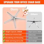 Office Chair Base Replacement (3300 lbs) - Heavy Duty Alloy Office Chair Base Replacement, Reinforced Metal Legs, Universal Cylinder and Caster Sockets(Silver)