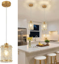 Gold Pendant Lights Kitchen Island 1 Pack Modern Water Ripple Glass Pendant Lights Mini Chandelier Adjustable Hanging Pendant Lighting for Kitchen Island Dining Room Over Sink Table Entryway