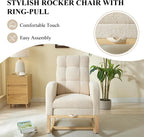 Nursery Rocking Chair, Polyester Upholstered Glider Chair with Footrest, Comfy Rocker Chair, Accent Chair with High Backrest, Glider Rocker, Armchair for Living Room (Beige Teddy)