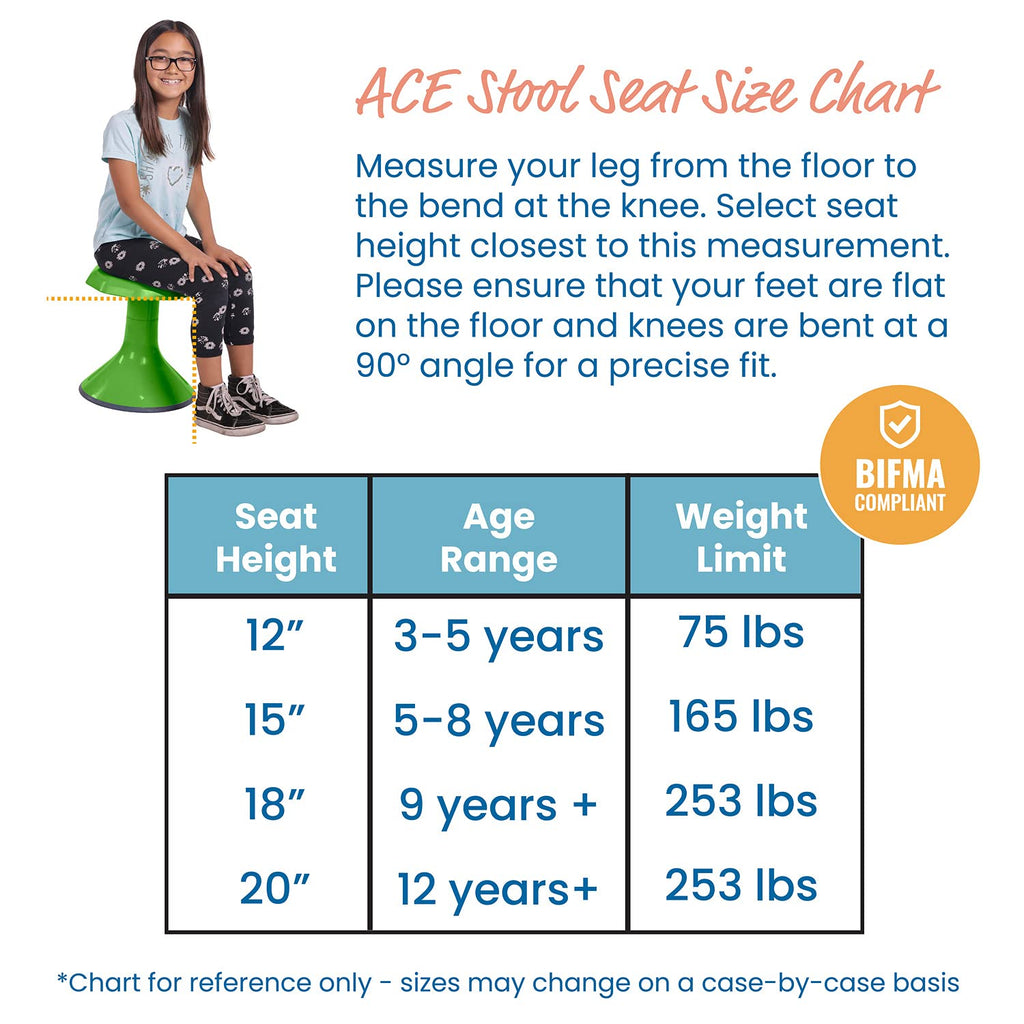 ECR4Kids ACE Active Core Engagement Wobble Stool, 15-Inch Seat Height, Flexible Seating, Navy