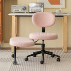 Ergonomic Cross Legged Office Chair with ADHD Chair, Height Adjustable Meditation Chair with 360° Swivel Footstool, with Lumbar Support, Kneeling Chair Yoga Stool for Home Office (Pink- Velvet)