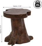 JONATHAN Y Amara Handcrafted Solid Teak Wood Live Edge Tree Stump Stool, 16" Rustic Accent Side Table and Decorative Indoor Plant Stand, Dark Brown STL3000B