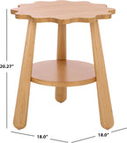 SAFAVIEH Home Collection – Forsythe Natural Brown Accent Table with Lower Shelf, Scalloped Round Design (ACC9201B)