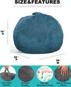 Bean Bag Chair, with Faux Fur Cover for Teens and Kids, Foam Bean Bag Chairs, Soft Faux Fur Fabric, Round Fluffy Bean Bag Sofa
