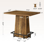 Tribesigns 47" Bar Table, Rustic Industrial Pub Table with Metal Footrest, Rectangular Tall Bar Table for Bar, Restaurant, Patio, Coffee, Easy to Assemble (Brown)