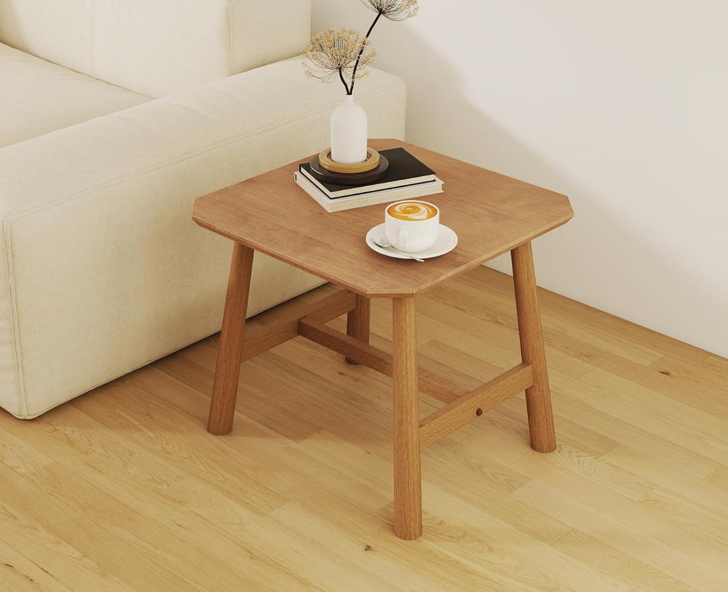 CIMOTA Solid Wood Side Table Modern Small Square End Table for Living Room Farmhouse Narrow Nightstand for Small Spaces/Bedroom/Office, Natural Finish